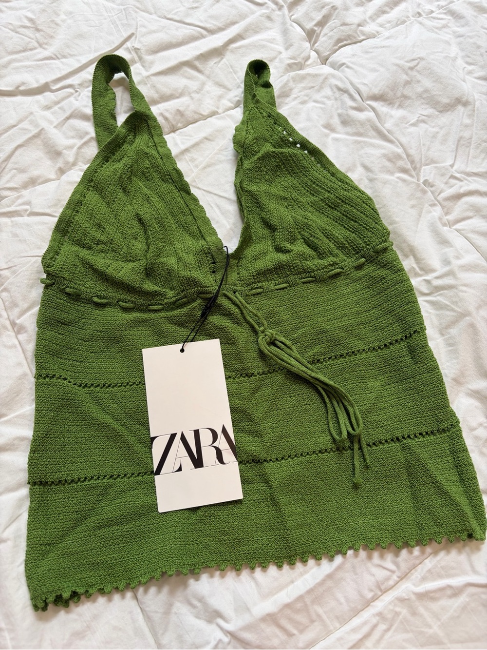 ZARA Green Knit Tank Top